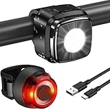 Apkezel LED Fahrradlicht Set, StVZO Zugelassen Fahrradlicht Vorne+Rücklicht Fahrrad Fahrradbeleuchtung Set, 600mAh Fahrradlicht USB Aufladbar, IPX5 Wasserdicht Fahrrad Lichter LED Set