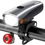 Deilin Fahrradlicht Set LED Fahrradbeleuchtung USB Aufladbar Fahrradlampe, IPX5 Wasserdicht Fahrradlichter Vorne Rücklicht Fahrrad Licht Fahrradleuchtenset Fahrradlampe (Silver)