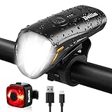 Deilin Fahrradlicht Set, bis zu 70 Lux LED Fahrradbeleuchtung USB Aufladbar Fahrradlampe, IPX5 Wasserdicht Fahrradlichter Vorne Rücklicht Fahrrad Licht Fahrradleuchtenset Fahrradlampe mit 3 Licht-Modi